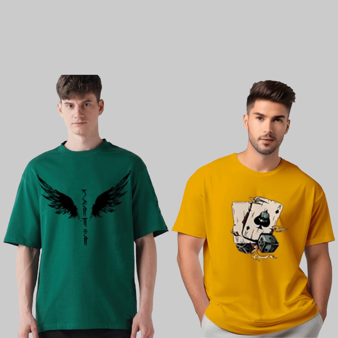 Glito Men Cotton Blend Oversized Fit Printed T-Shirt ( Green ) Glito Men Cotton Blend Oversized Fit Printed T-Shirt ( Green )