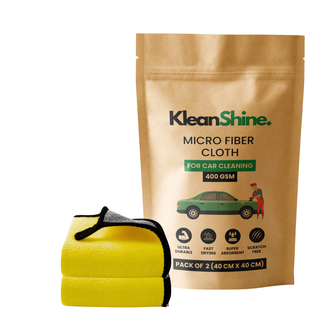    			KLEANSHINE Yellow 400 GSM Microfiber Cloth For Automobile ( Pack of 2 )