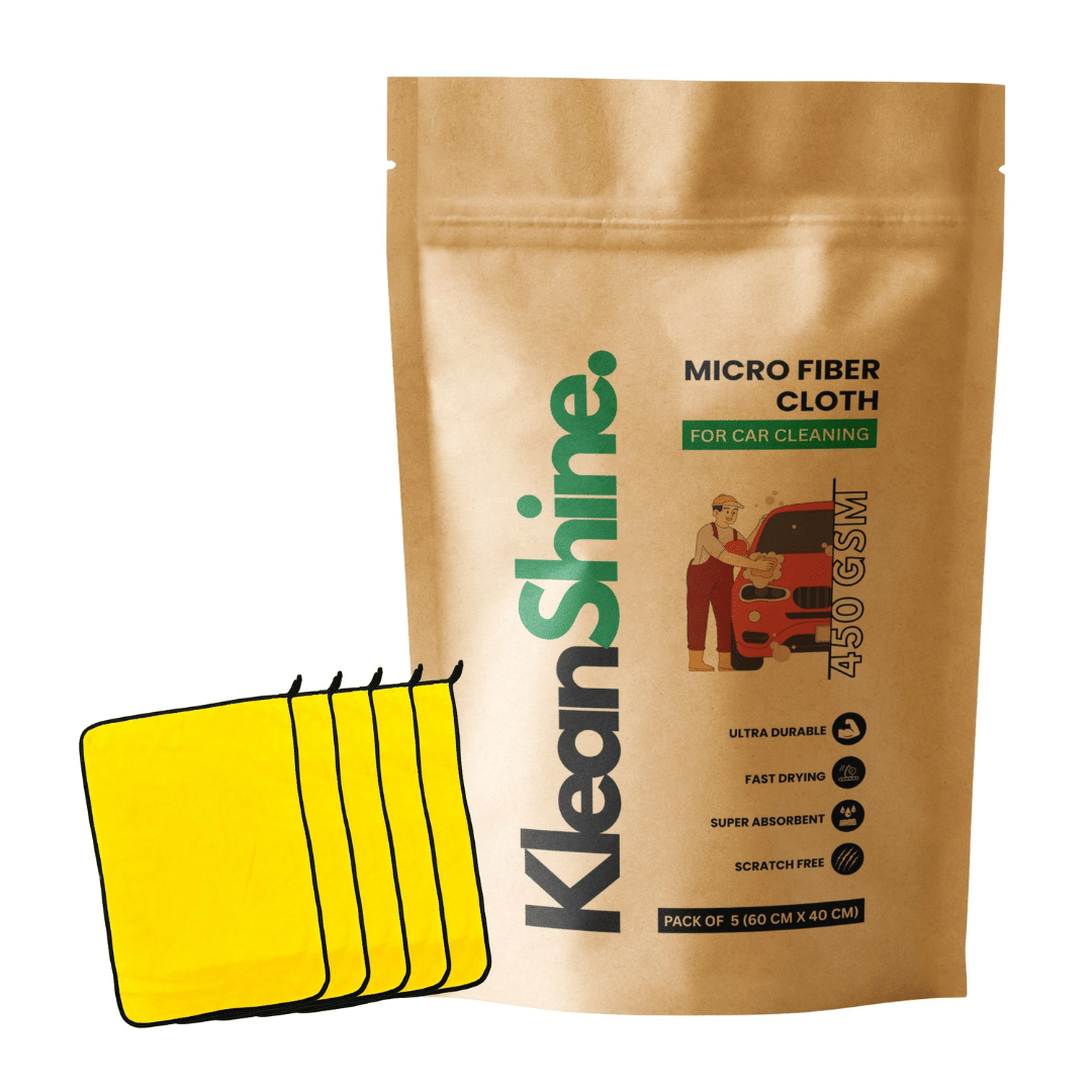     			KLEANSHINE Yellow 450 GSM Microfiber Cloth For Automobile ( Pack of 5 )