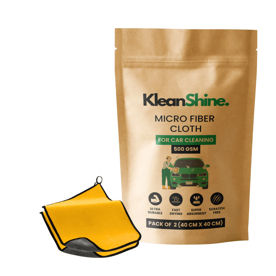     			KLEANSHINE Yellow 500 GSM Microfiber Cloth For Automobile ( Pack of 2 )