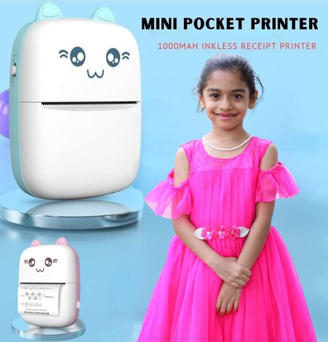     			Kaash collections Mini Thermal Printer Inkless Bluetooth Pocket Printer Compatible with iOS, Android Printer Inkless Bluetooth Pocket Printer