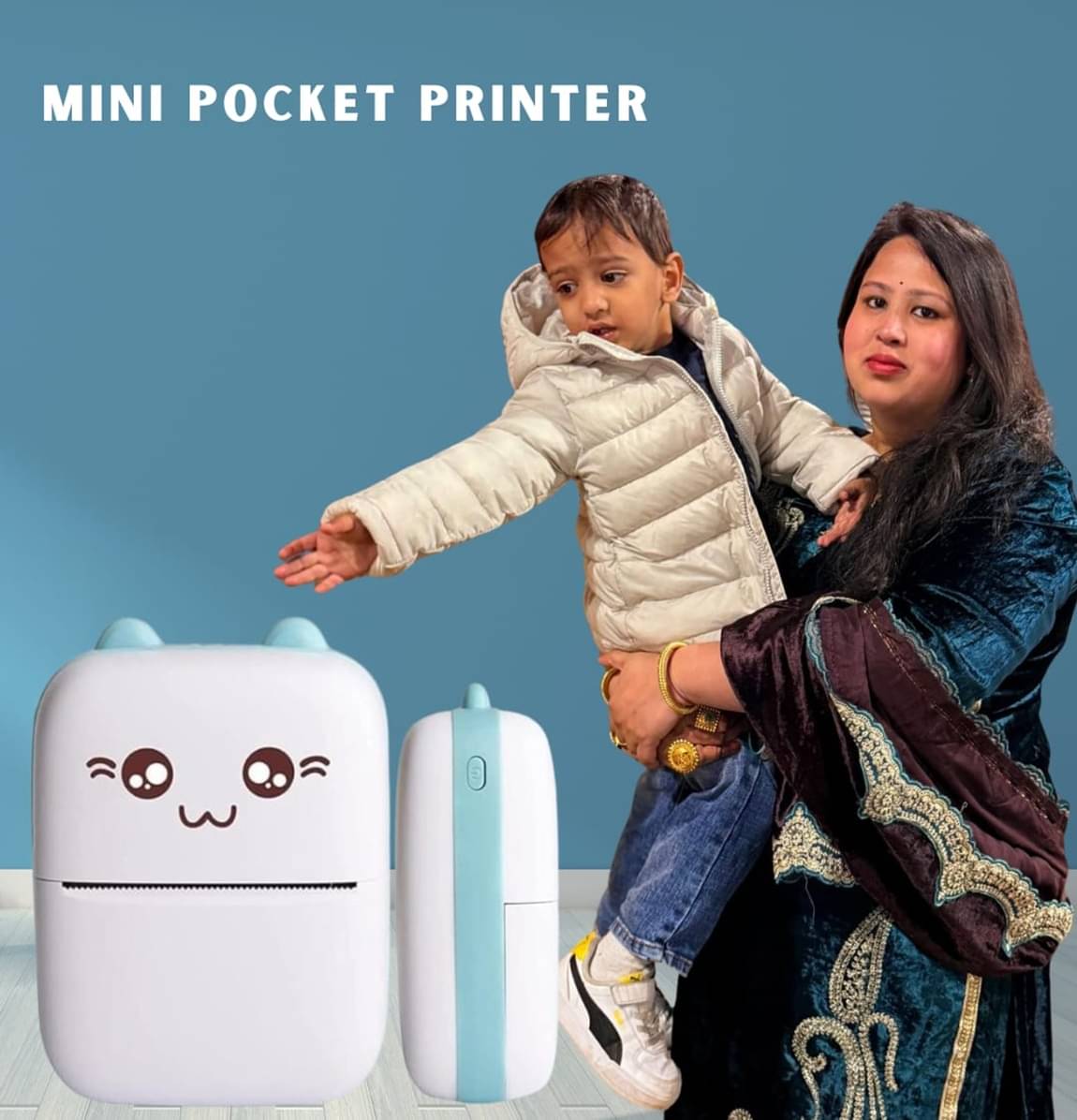     			Kaash collections Mini Thermal Printer Inkless Bluetooth Pocket Printer Compatible with iOS, Android Printer Inkless Bluetooth Pocket Printer