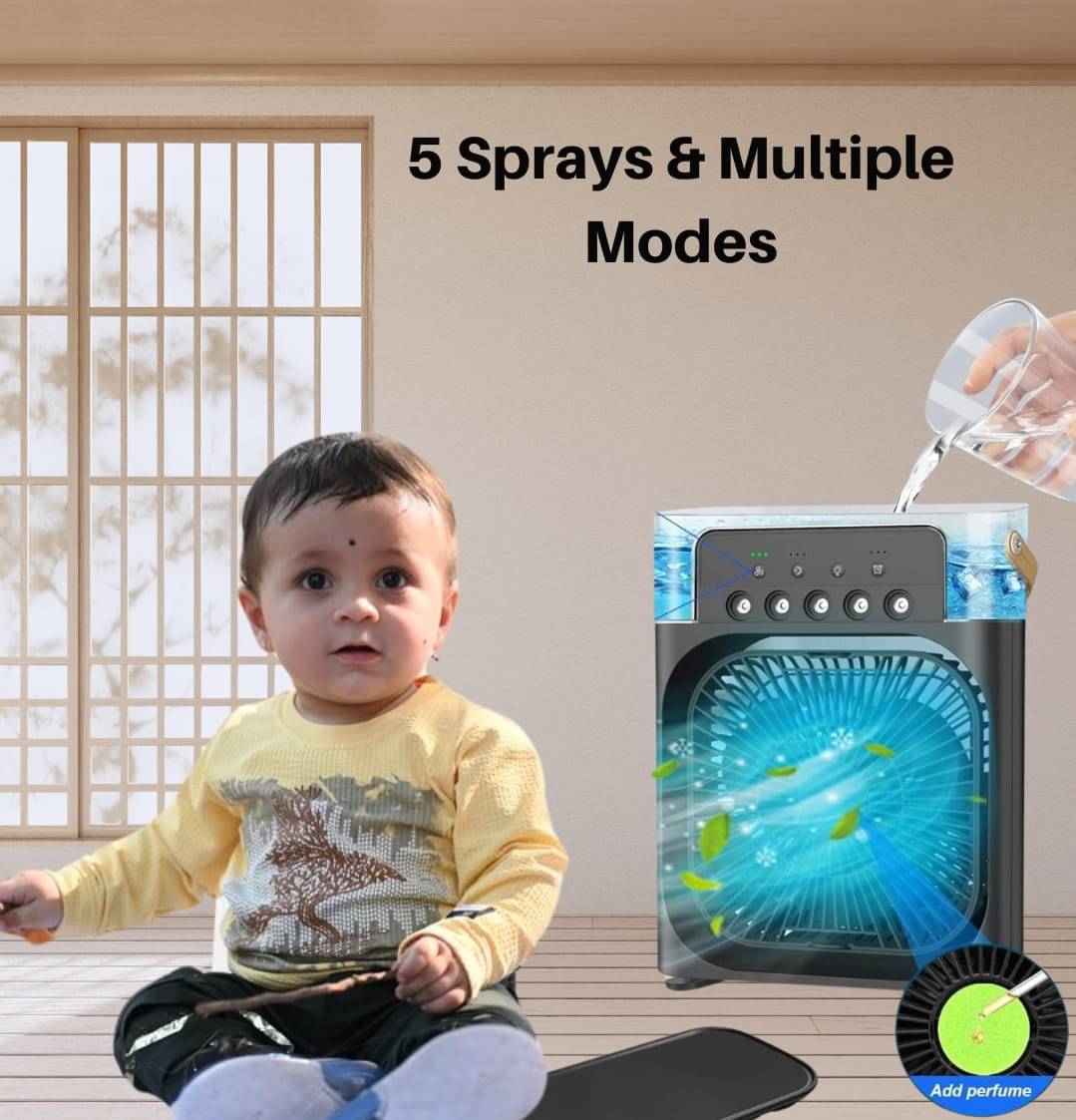     			Kaash collections [ Summer Sale with 15 Years Warranty ] Portable Air Conditioner Fan Mini Evaporative Air Cooler with 7 Colors LED Light, 3 Wind Speeds and 3 Spray Modes for Office, Home