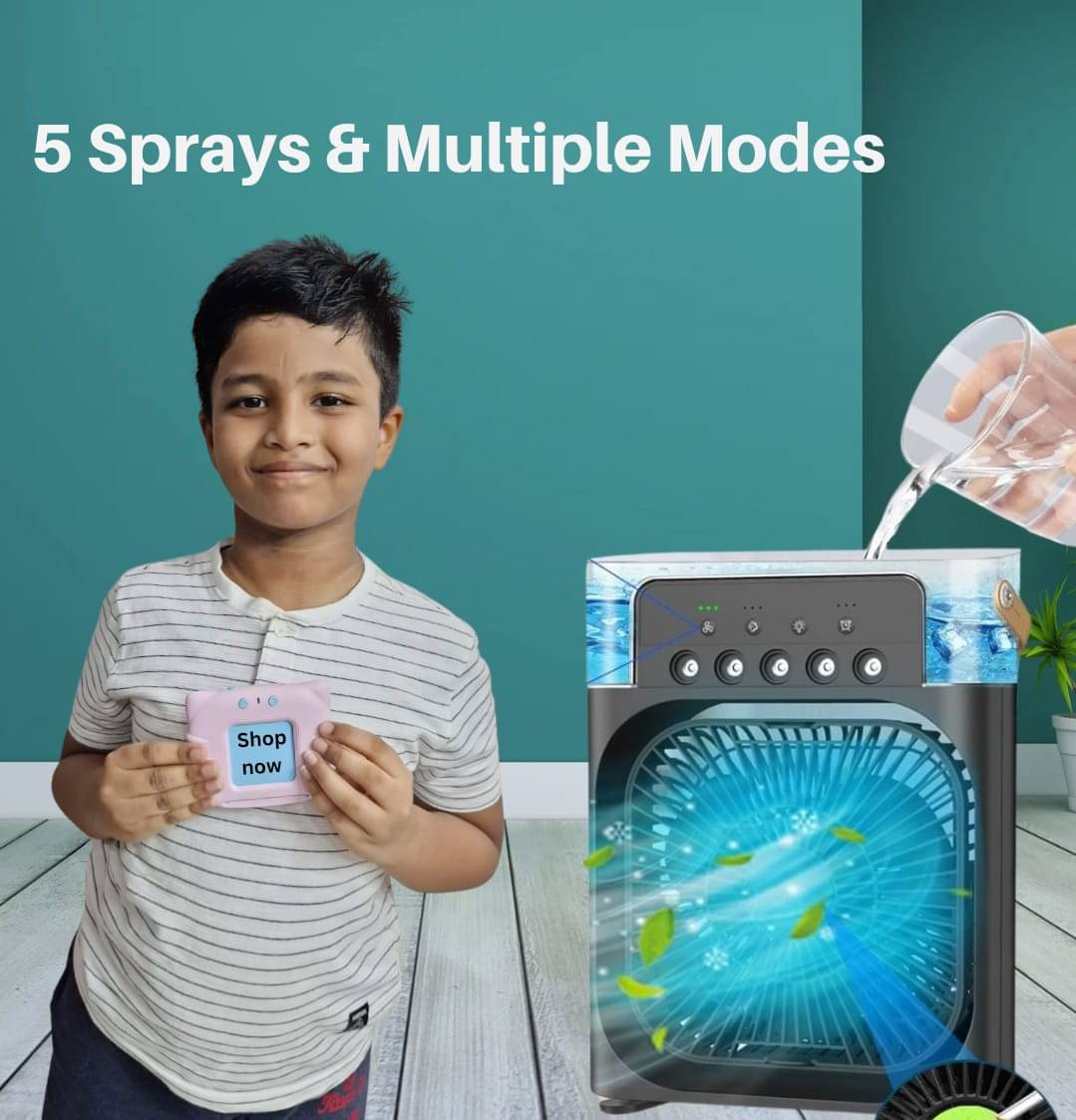     			Kaash collections [ Summer Sale with 15 Years Warranty ] Portable Air Conditioner Fan Mini Evaporative Air Cooler with 7 Colors LED Light, 3 Wind Speeds and 3 Spray Modes for Office, Home,