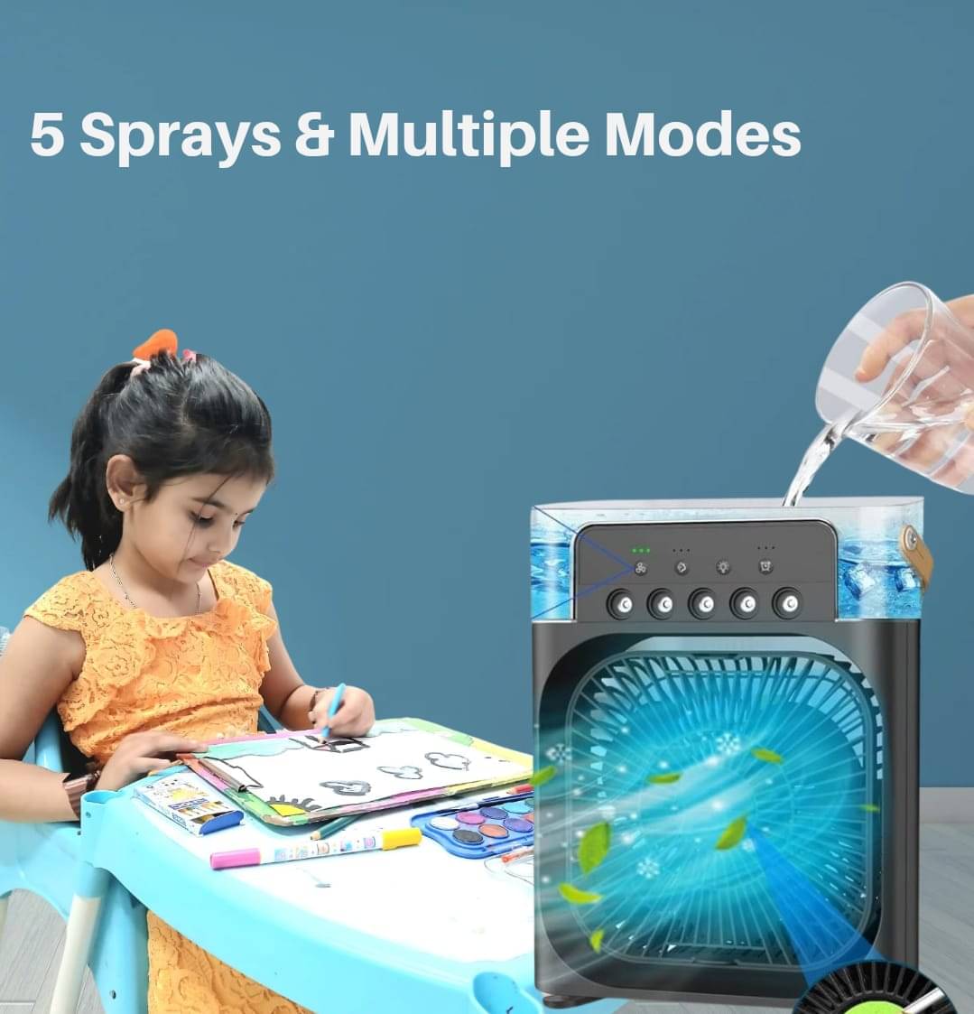     			Kaash collections [ Summer Sale with 15 Years Warranty ] Portable Air Conditioner Fan Mini Evaporative Air Cooler with 7 Colors LED Light, 3 Wind Speeds and 3 Spray Modes for Office, Home,