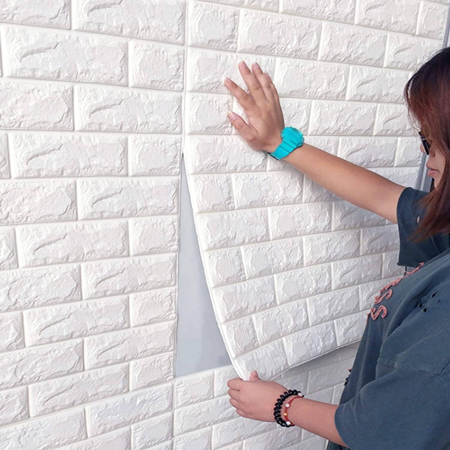     			LOOTWAGON 3D Brick Wallpaper -Self-Adhesive Waterproof PE Foam 3D Wall Panels Wallpaper Sticker | Stunning 3D Effect | Easy Installation & Removal |Easy Cleaning | 70 X 77 cm