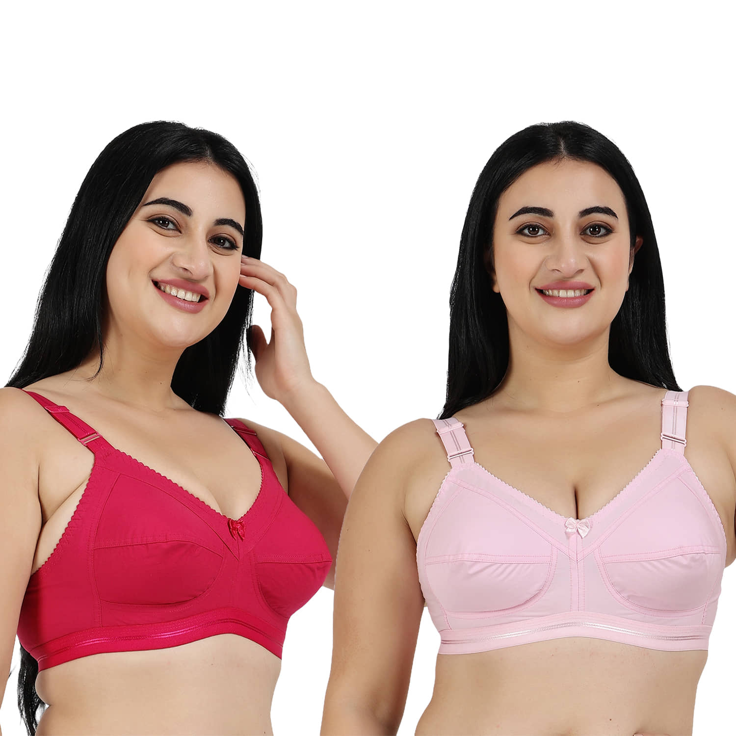Ladyland Pack of 2 Cotton Blend Non Padded Everyday Bra For Women ( Multicolor )