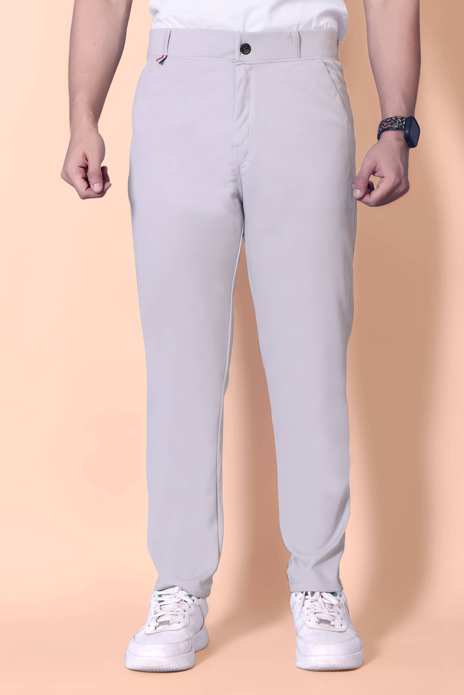     			MATHAE Regular Flat Men's Chinos - Light Grey ( Pack of 1 )