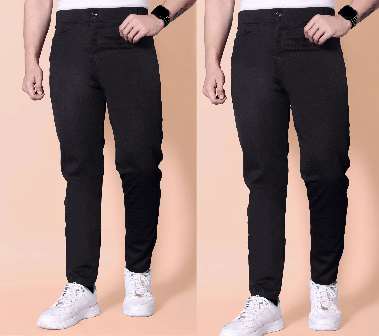     			MATHAE Regular Flat Men's Chinos - Black ( Pack of 2 )