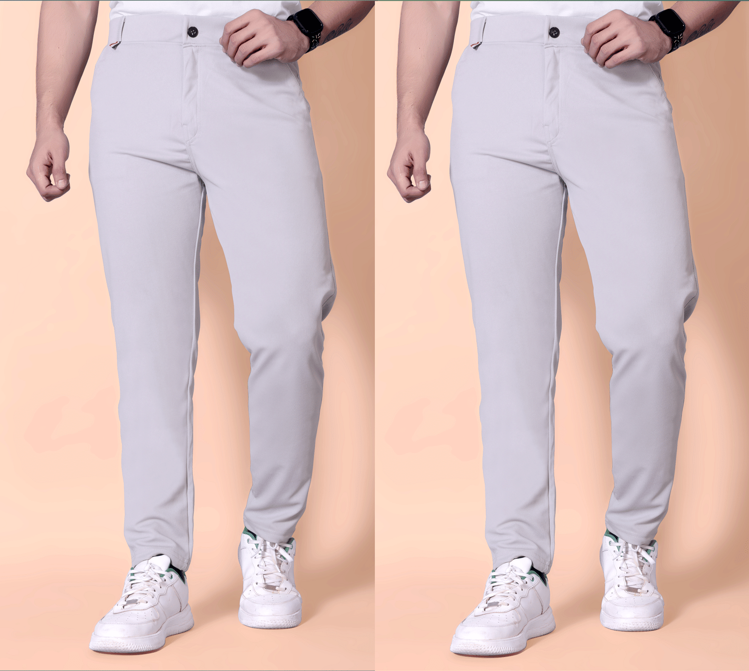     			MATHAE Regular Flat Men's Chinos - Light Grey ( Pack of 2 )