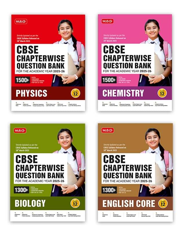    			MTG CBSE Chapterwise Question Bank Class 12 Physics, Chemistry, Biology & English For 2026 Board Exam | As Per Latest CBSE Syllabus Released on 28 Mar