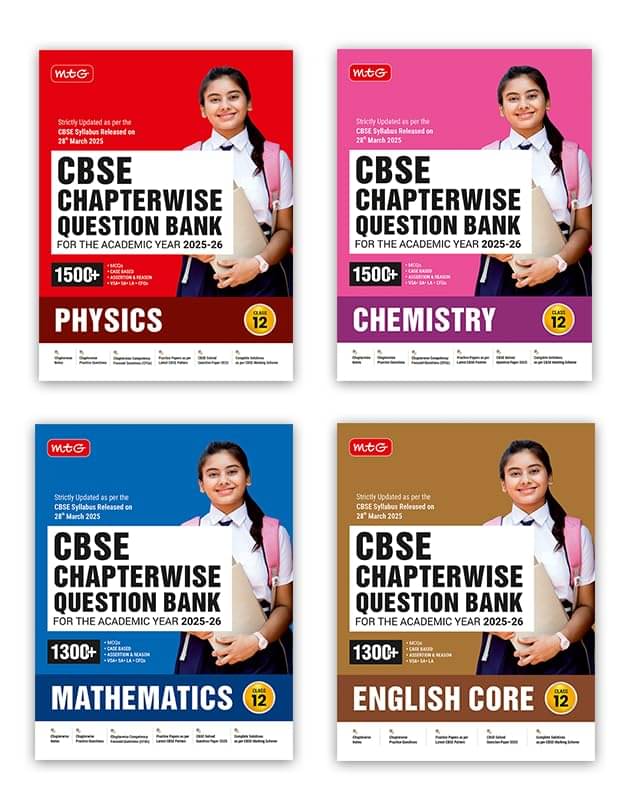     			MTG CBSE Chapterwise Question Bank Class 12 Physics, Chemistry, Mathematics & English For 2026 Board Exam | As Per Latest CBSE Syllabus Released on 28