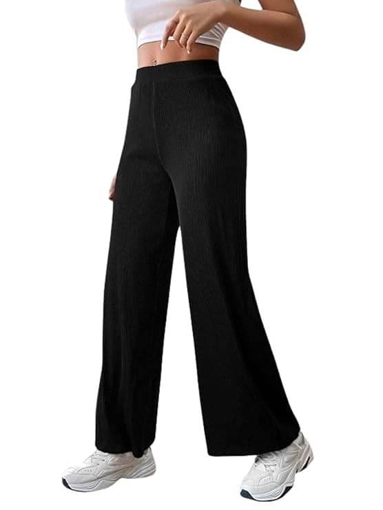     			Qyaas Pack of 1 Polyester Loose Women's Casual Pants ( Black )