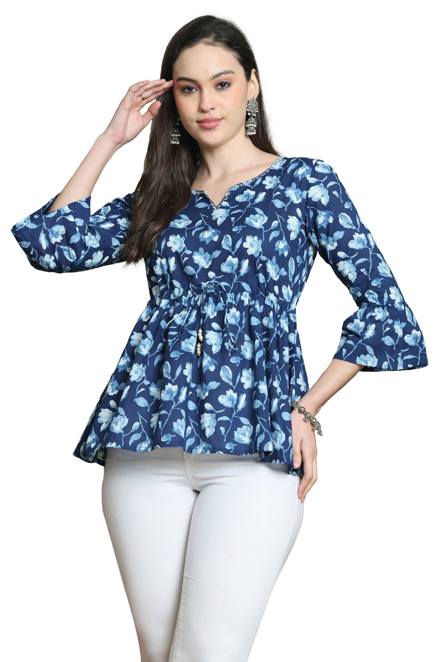     			Rajnandini Women Cotton Printed A-line Kurti ( Pink )