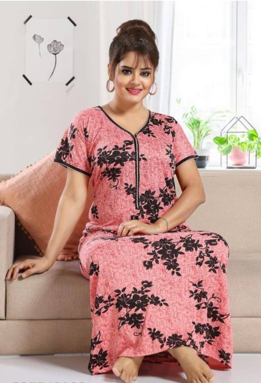 SHREE MARUTINANDAN Pink Lycra Women's Nightwear Nighty & Night Gowns ( Pack of 1 ) SHREE MARUTINANDAN Pink Lycra Women's Nightwear Nighty & Night Gowns ( Pack of 1 )