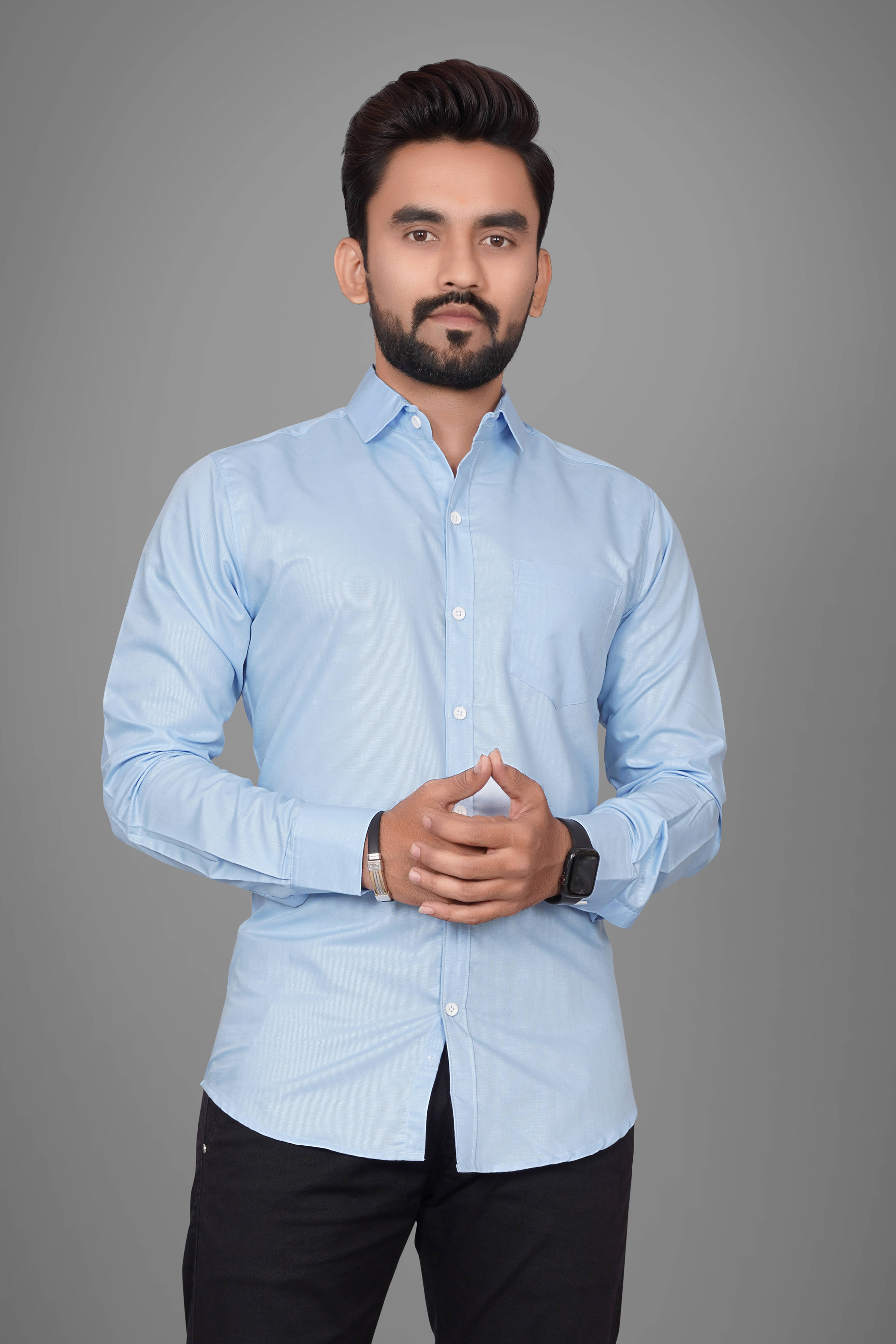     			SUR-T Cotton Blend Regular Fit Solids Full Sleeves Men's Casual Shirt - Light Blue ( Pack of 1 )