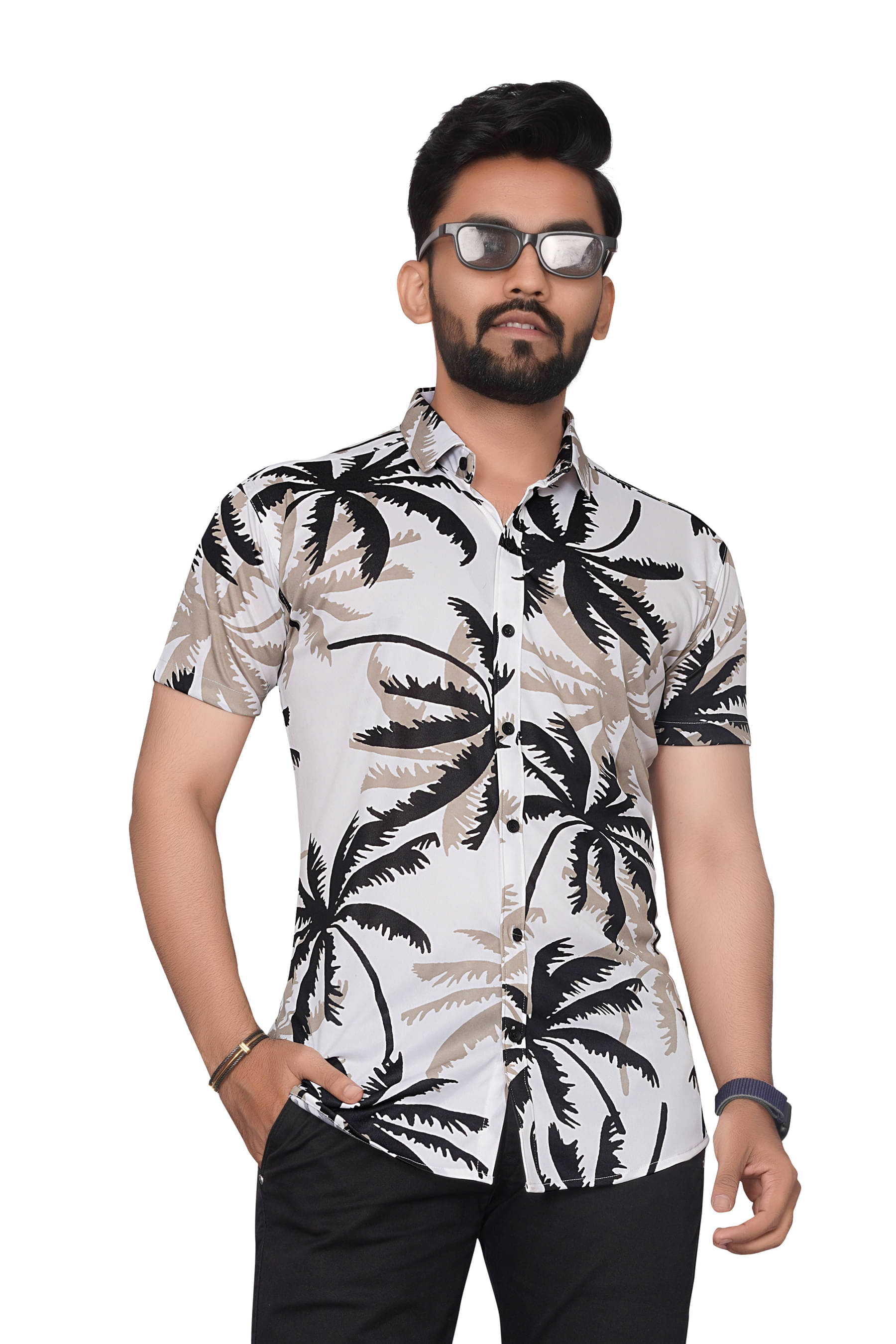 SUR-T Elastane Regular Fit Printed Half Sleeves Men's Casual Shirt - Beige ( Pack of 1 ) SUR-T Elastane Regular Fit Printed Half Sleeves Men's Casual Shirt - Beige ( Pack of 1 )
