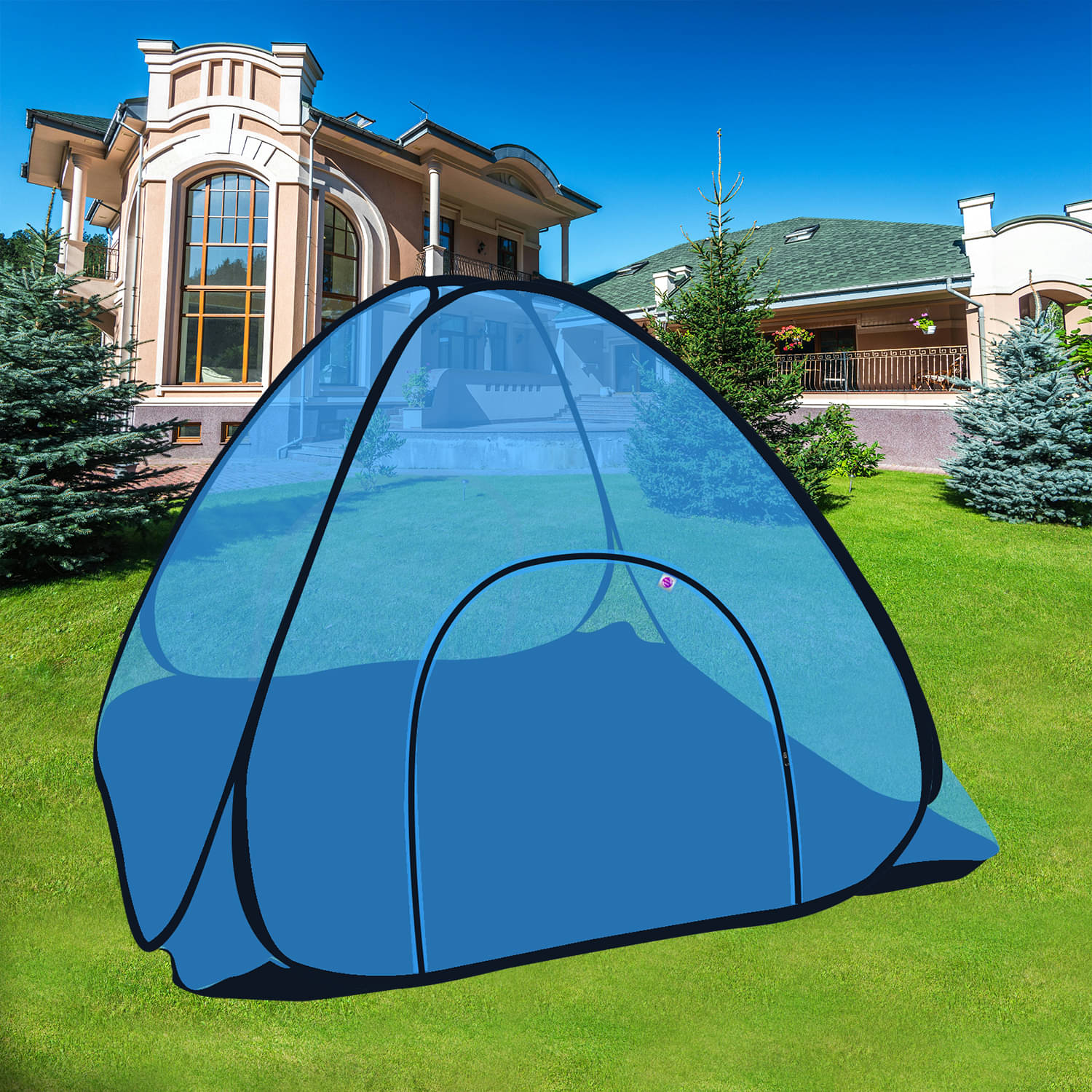     			Silver Shine - Blue Polycotton Tent Mosquito Net ( Pack of 1 )