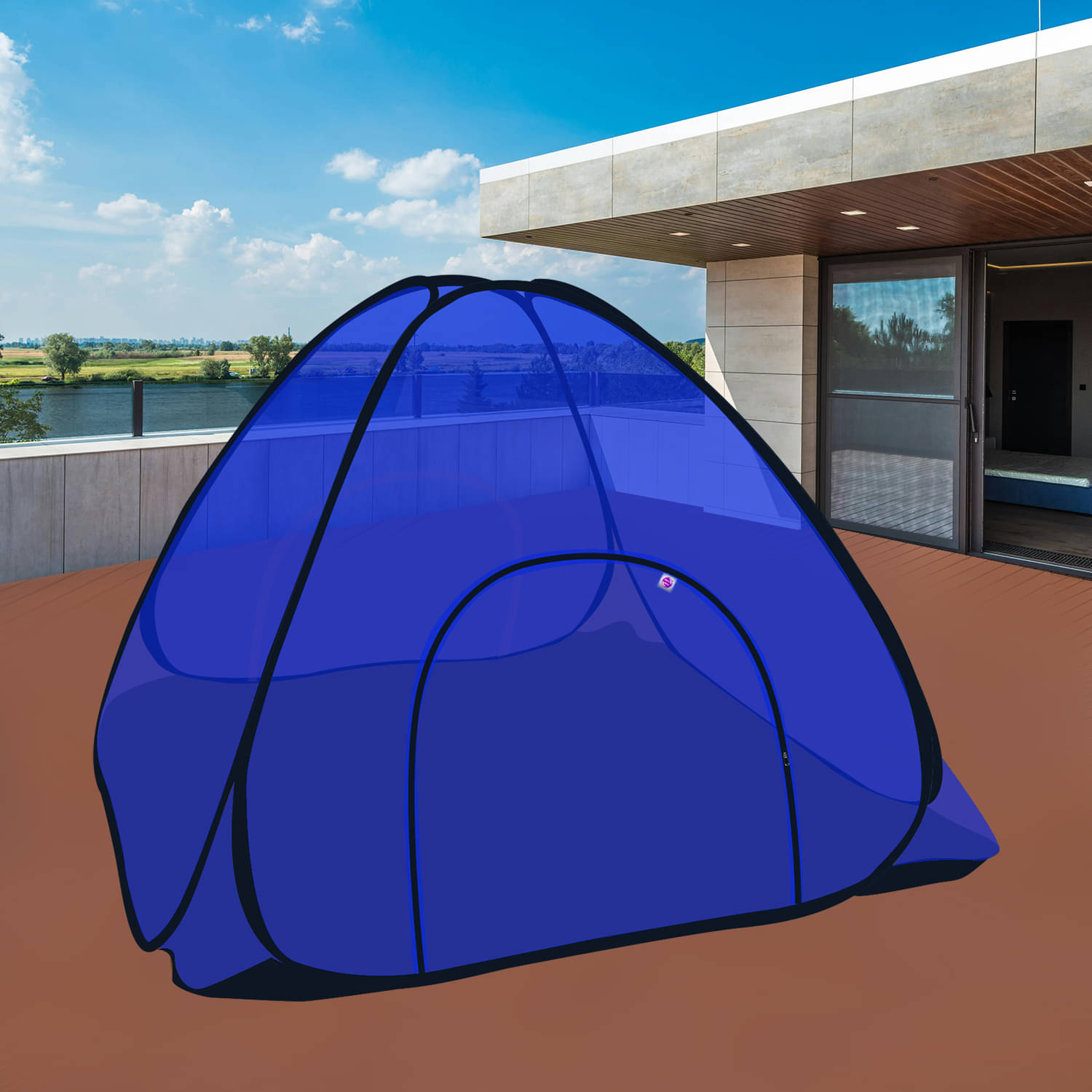     			Silver Shine - Dark Blue Polycotton Tent Mosquito Net ( Pack of 1 )