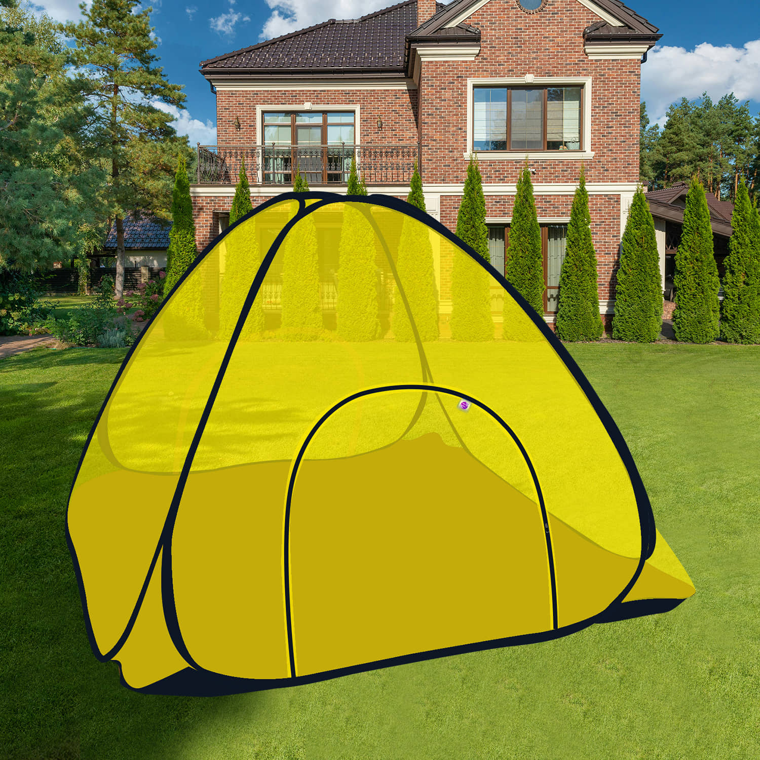 Silver Shine - Yellow Polycotton Tent Mosquito Net ( Pack of 1 )