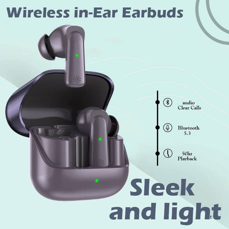     			Stylish Bluetooth Earbuds with Smart Touch Control, Crisp Audio, Noise Cancellation, Fast Charging Case, and All-Day Comfort Fit.