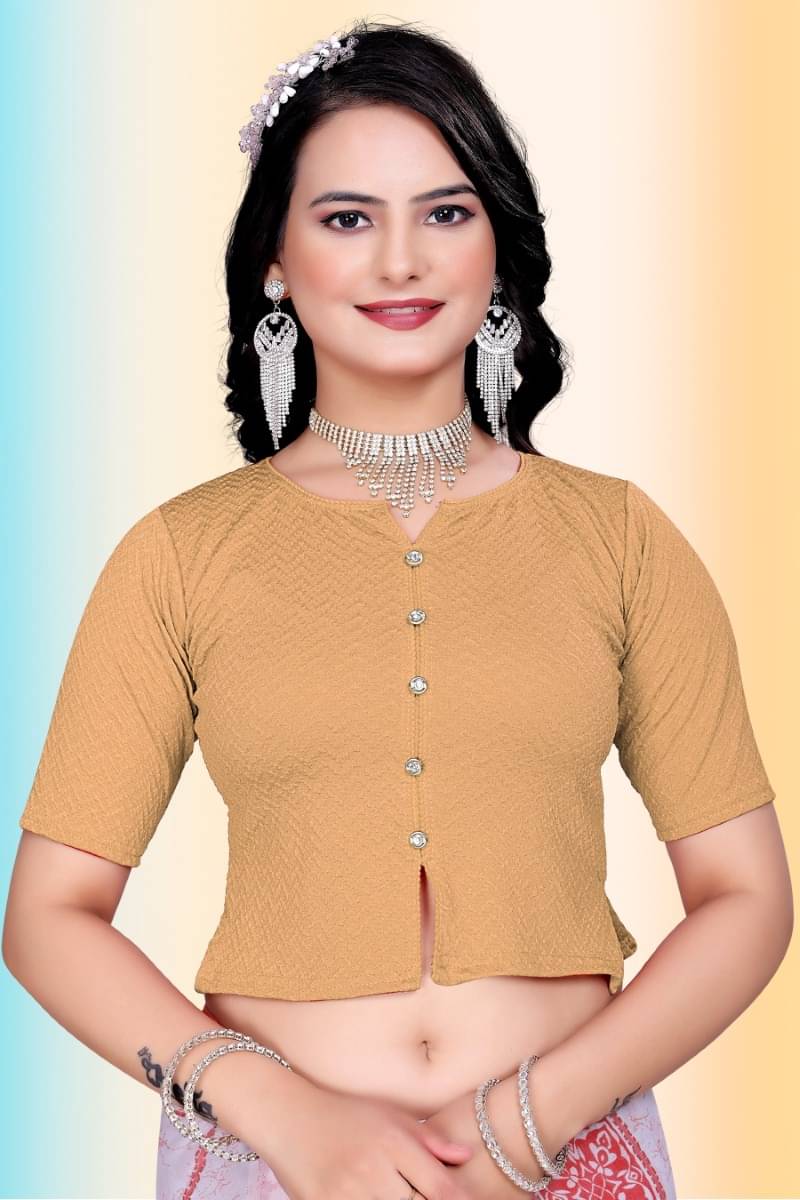     			TANISHM FEB TEX Beige Readymade without Pad Cotton Women's Blouse ( Pack of 1 )