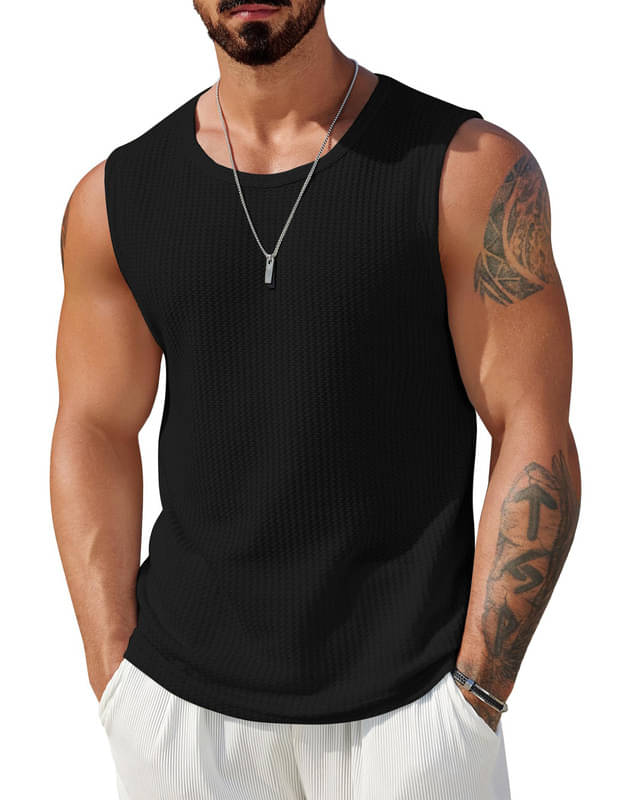     			THE BLAZZE Pack of 1 Cotton Gym Vest For Men ( Black )