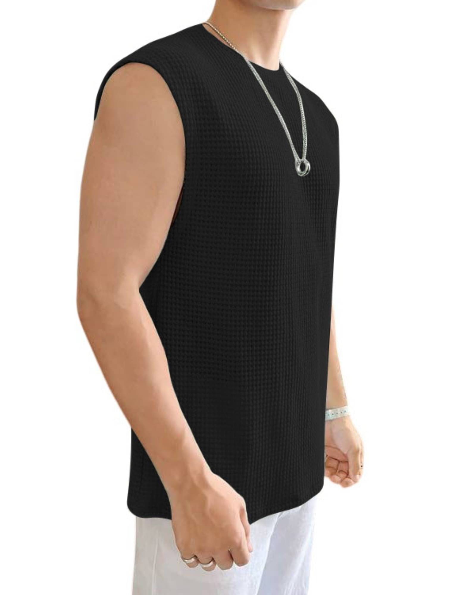     			THE BLAZZE Pack of 1 Cotton Gym Vest For Men ( Black )