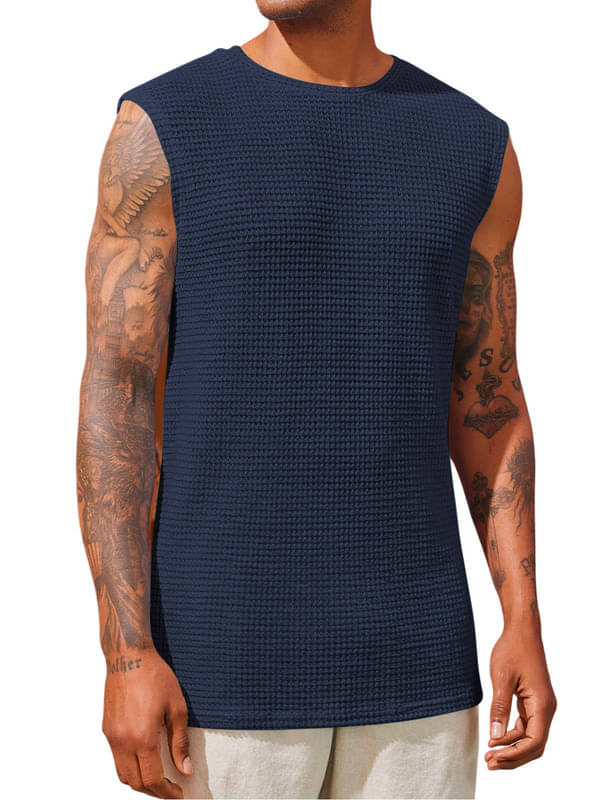     			THE BLAZZE Pack of 1 Cotton Gym Vest For Men ( Navy Blue )