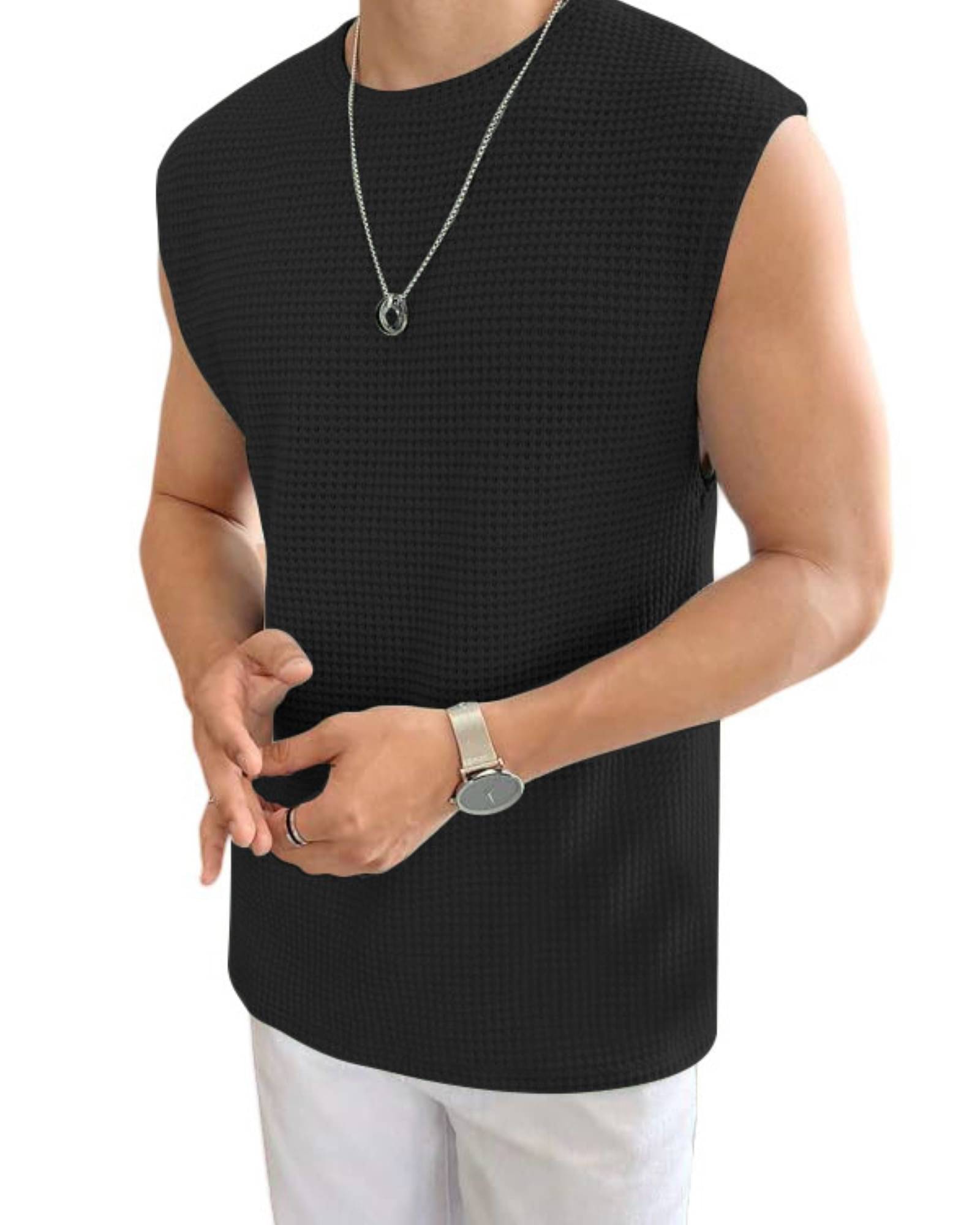     			THE BLAZZE Pack of 1 Cotton Gym Vest For Men ( Black )