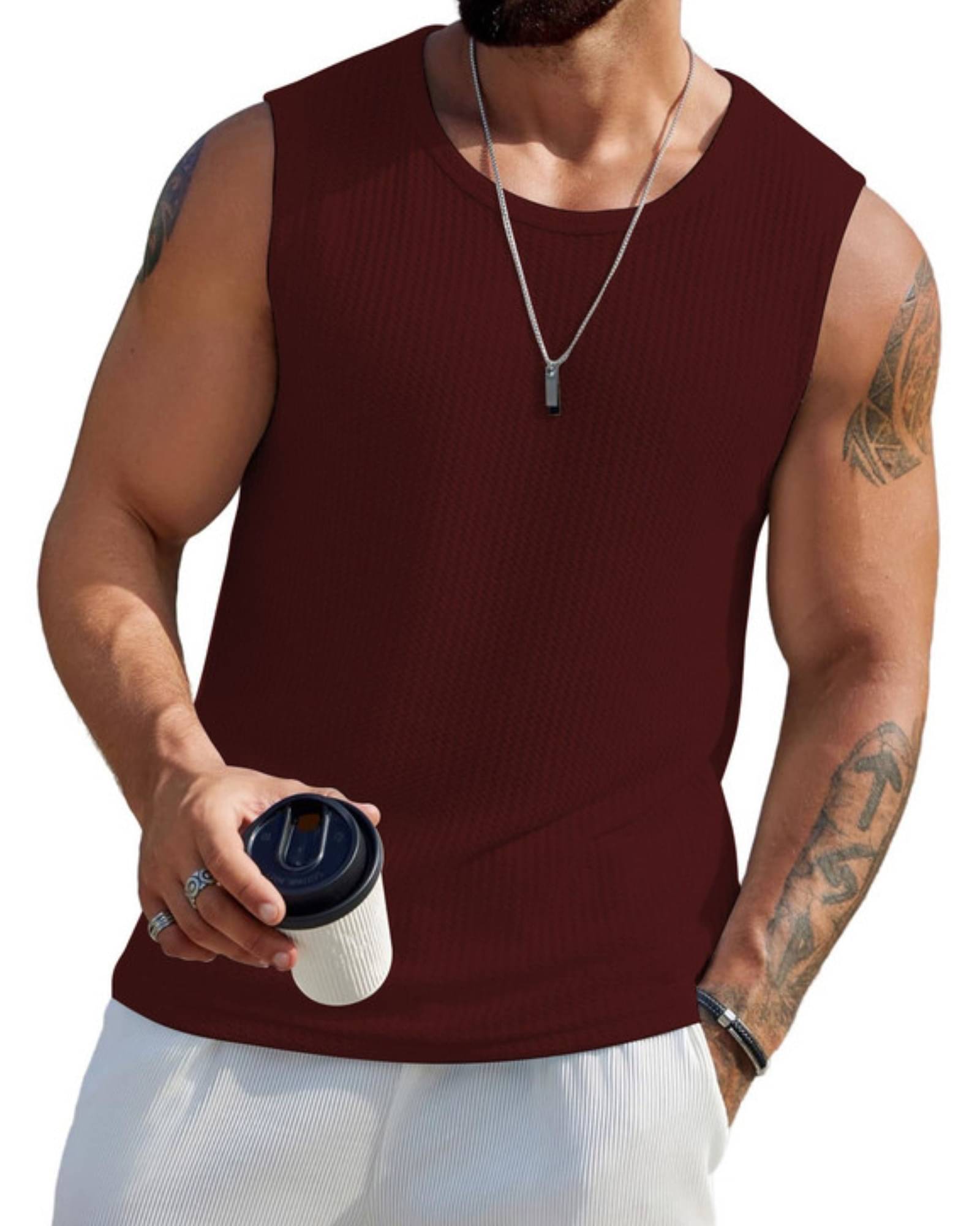     			THE BLAZZE Pack of 1 Cotton Gym Vest For Men ( Brown )