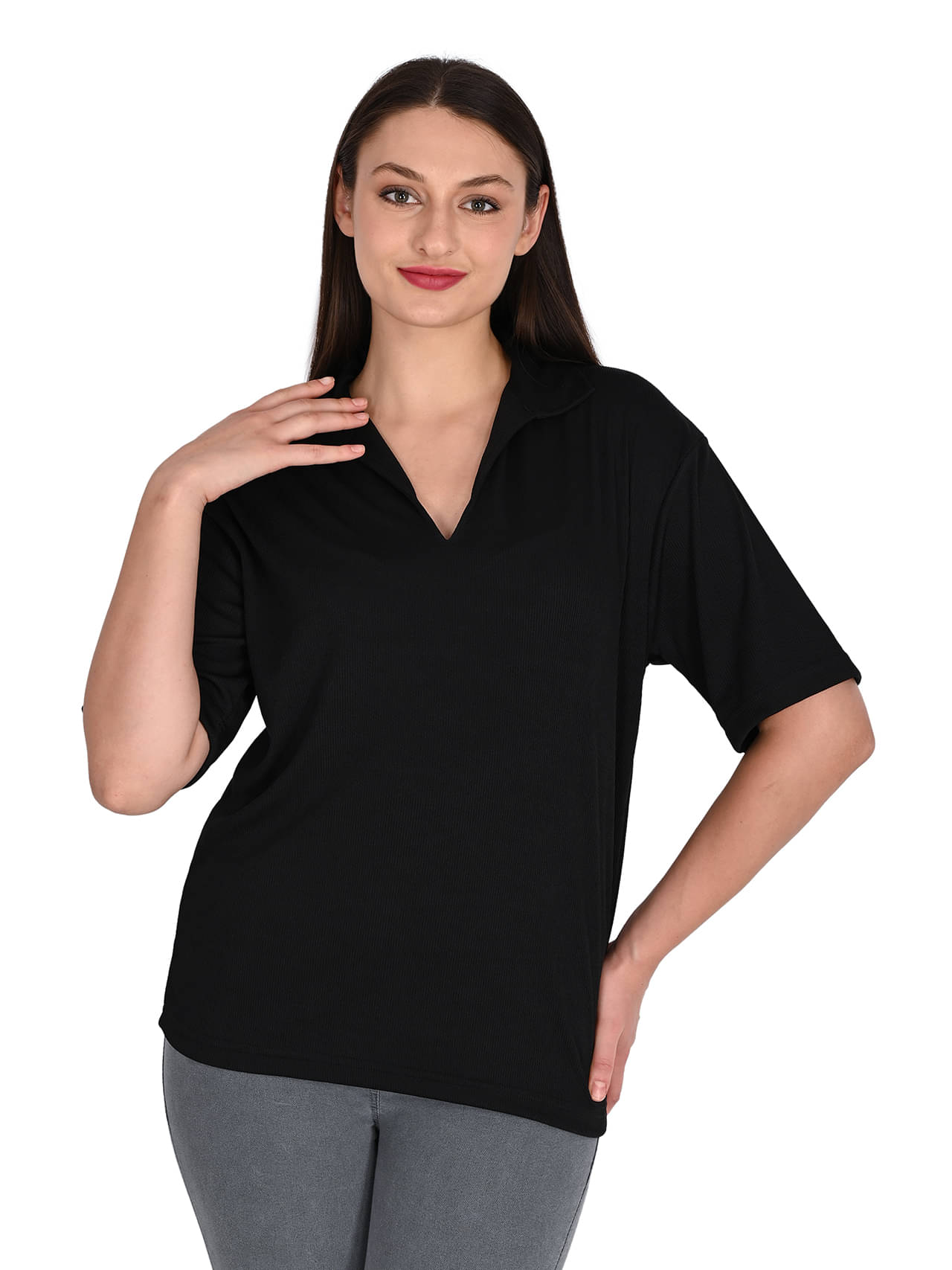     			Traquila Women's Cotton Regular Top ( Black )