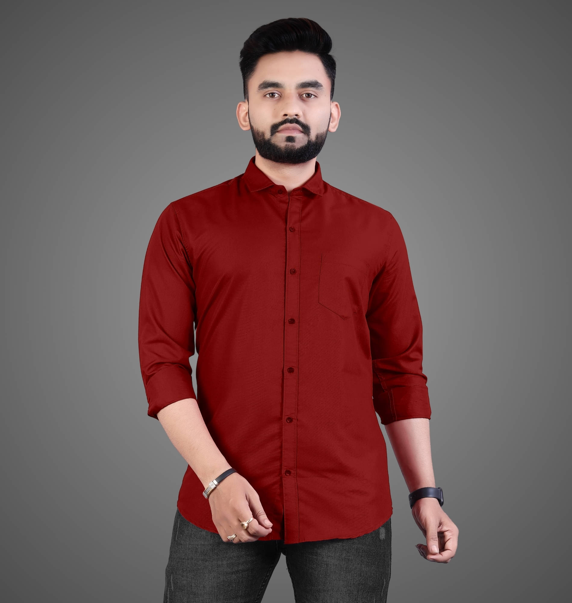 VELVIZHI Cotton Blend Regular Fit Solids Full Sleeves Men's Casual Shirt - Red ( Pack of 1 ) VELVIZHI Cotton Blend Regular Fit Solids Full Sleeves Men's Casual Shirt - Red ( Pack of 1 )