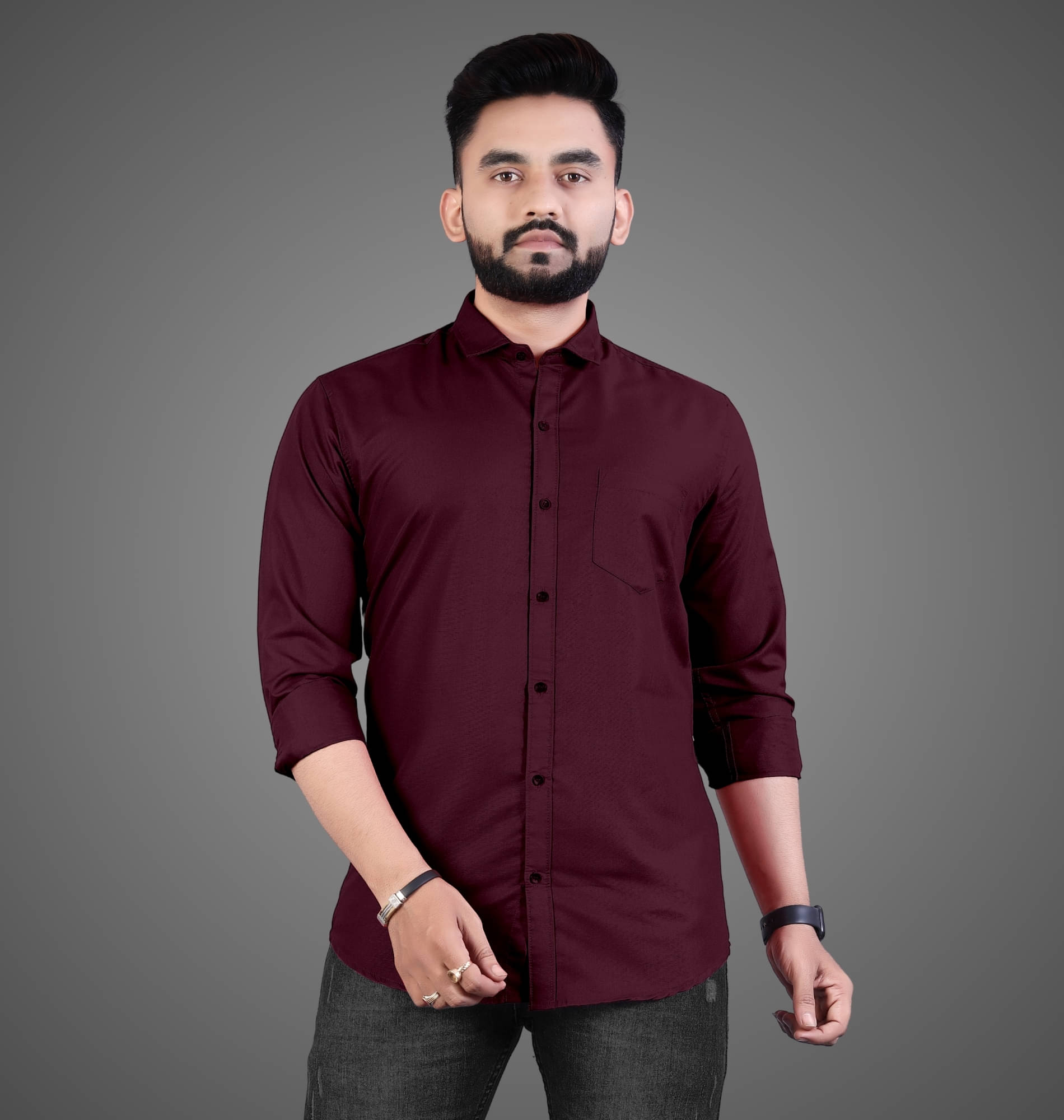 VELVIZHI Cotton Blend Regular Fit Solids Full Sleeves Men's Casual Shirt - Maroon ( Pack of 1 ) VELVIZHI Cotton Blend Regular Fit Solids Full Sleeves Men's Casual Shirt - Maroon ( Pack of 1 )