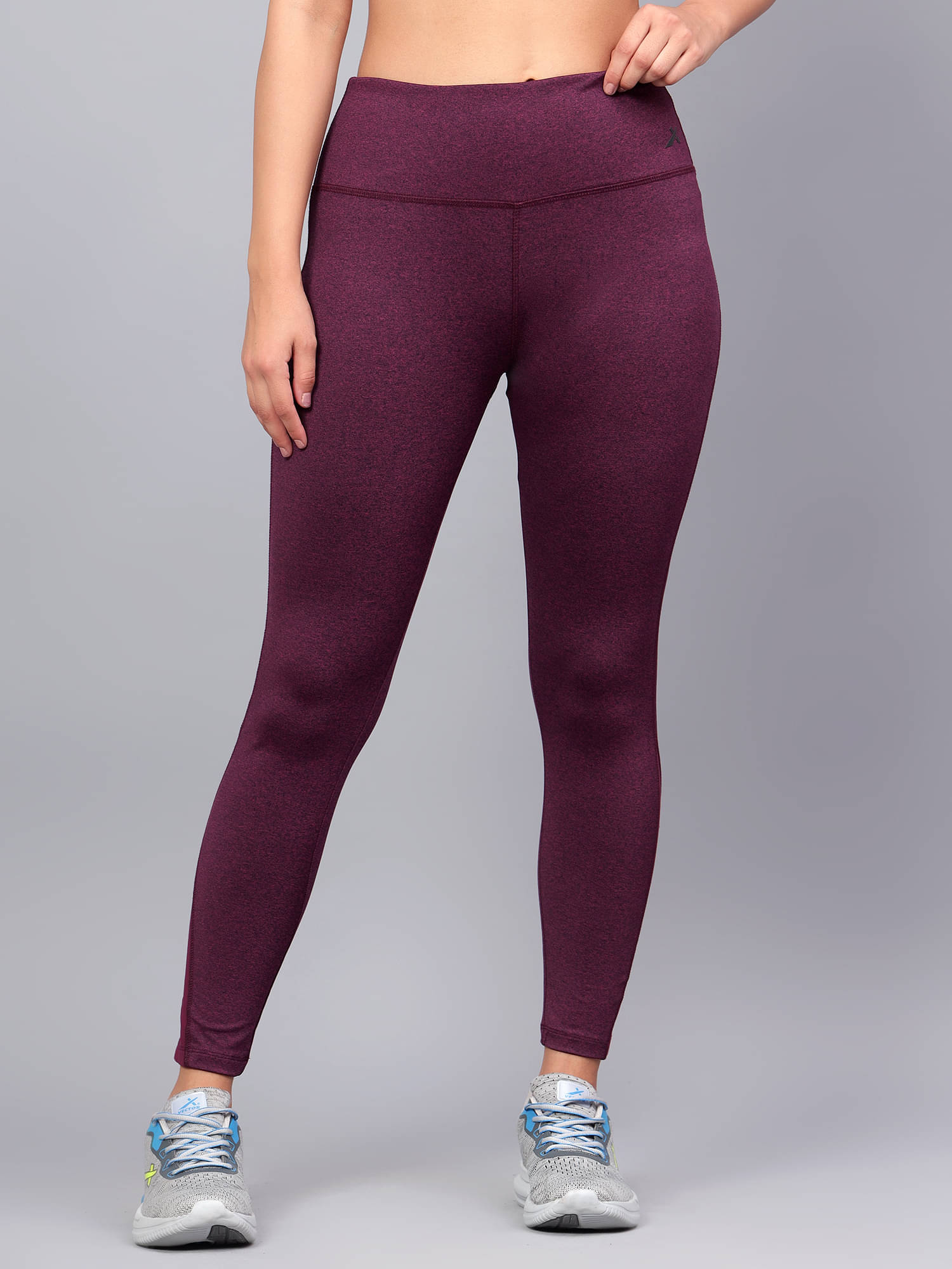     			Vector X Wine Polyester Lycra Solid Tights - Single