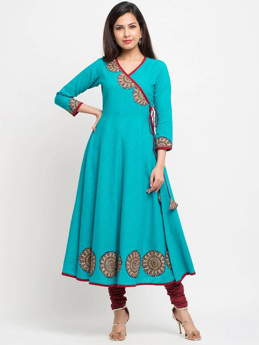 Yash Gallery Women Cotton Applique Anarkali Kurti ( Pink ) Yash Gallery Women Cotton Applique Anarkali Kurti ( Pink )