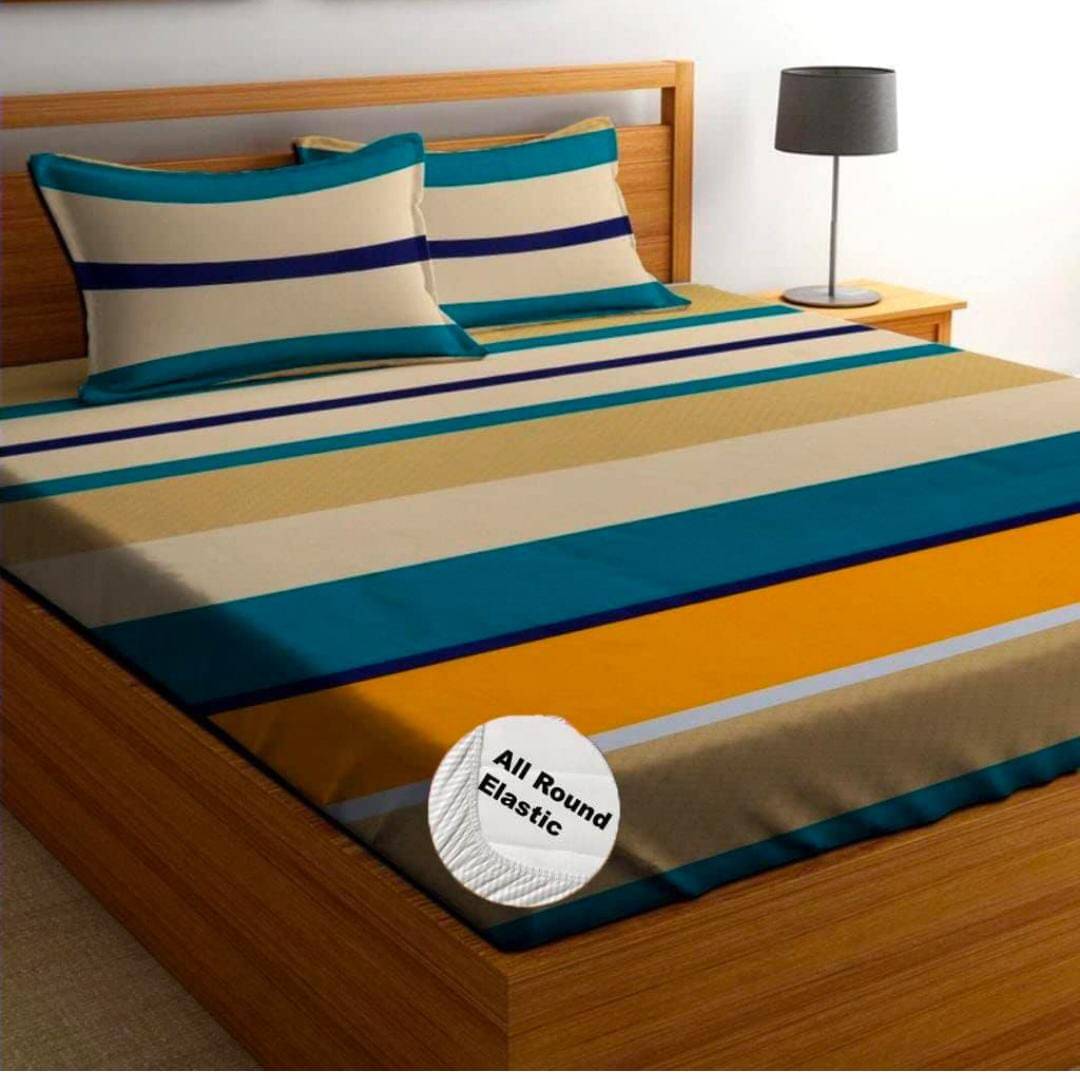     			homdazal Microfibre Striped Fitted ( Queen Size ) - Multi