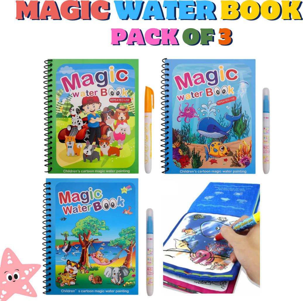 (3 Pack)Reusable Self Drying Water Painting Books,Age 3+ Years,Magic Water Book (3 Pack)Reusable Self Drying Water Painting Books,Age 3+ Years,Magic Water Book