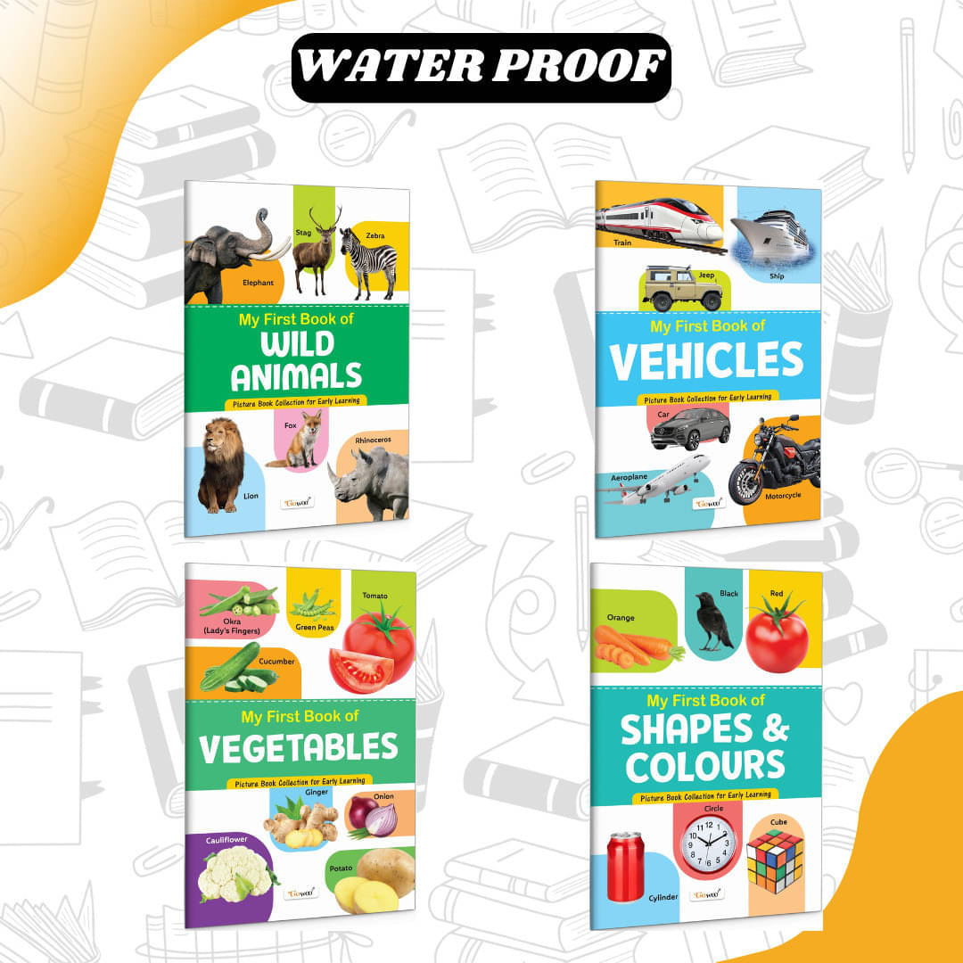 4 Slim Picture Books (Wild, Vehicles, Vegetables & Shapes) | Sank Book Set with Pen & Gripper 4 Slim Picture Books (Wild, Vehicles, Vegetables & Shapes) | Sank Book Set with Pen & Gripper