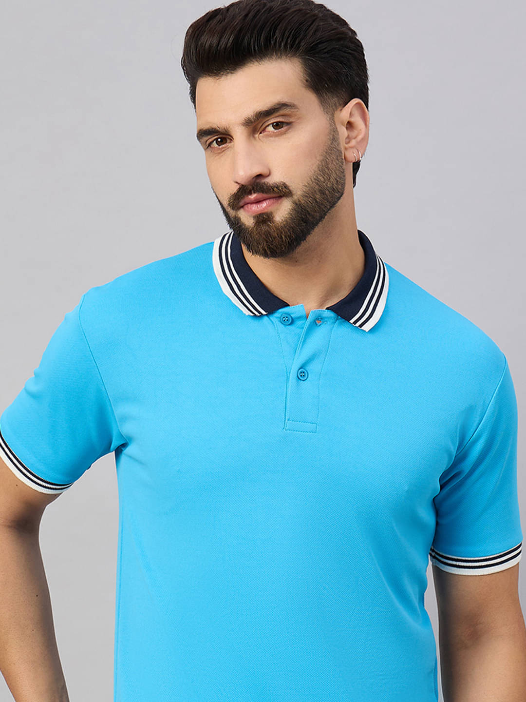     			AIN6 Men Cotton Blend Regular Fit Solid Polo T Shirt ( Turquoise )