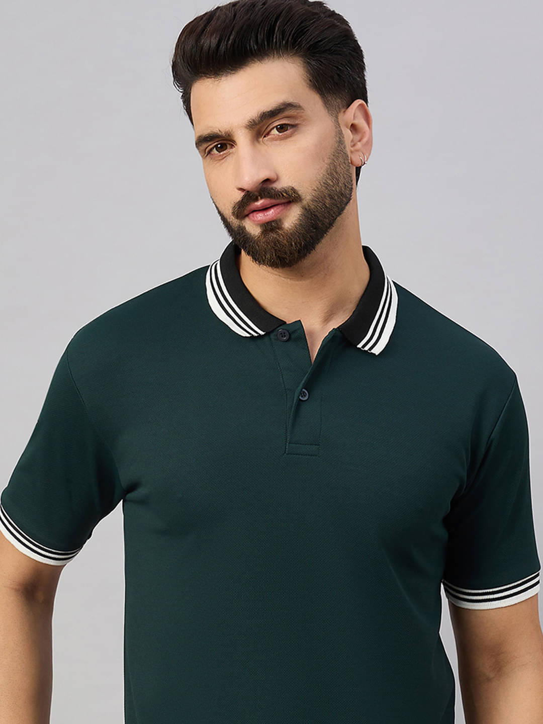 AIN6 Men Cotton Blend Regular Fit Solid Polo T Shirt ( Dark Green ) AIN6 Men Cotton Blend Regular Fit Solid Polo T Shirt ( Dark Green )