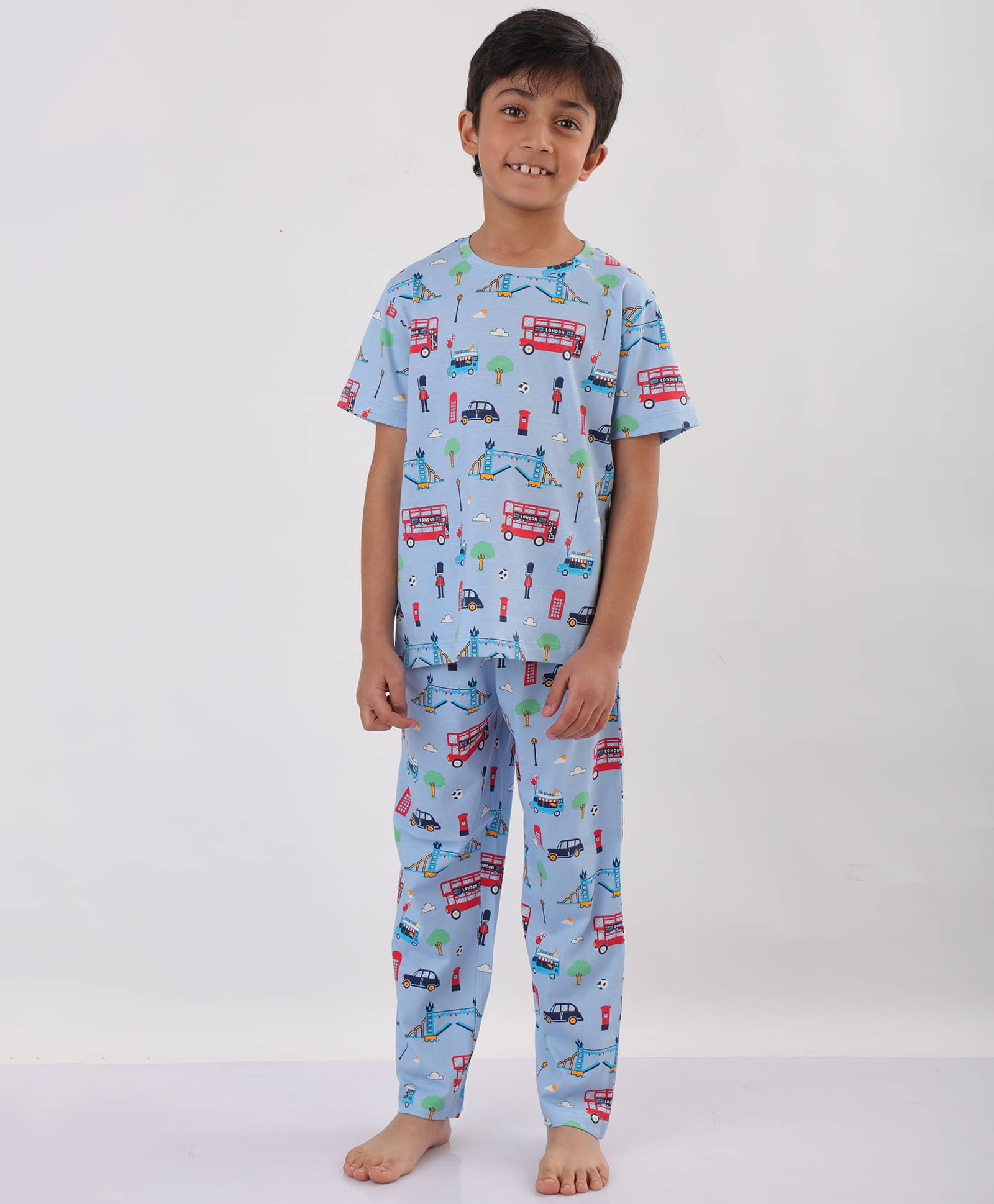 ANTHRILO Pack of 1 Baby Boys 100% Cotton Nightsuit Set ( Sky Blue )     			ANTHRILO Pack of 1 Baby Boys 100% Cotton Nightsuit Set ( Sky Blue )