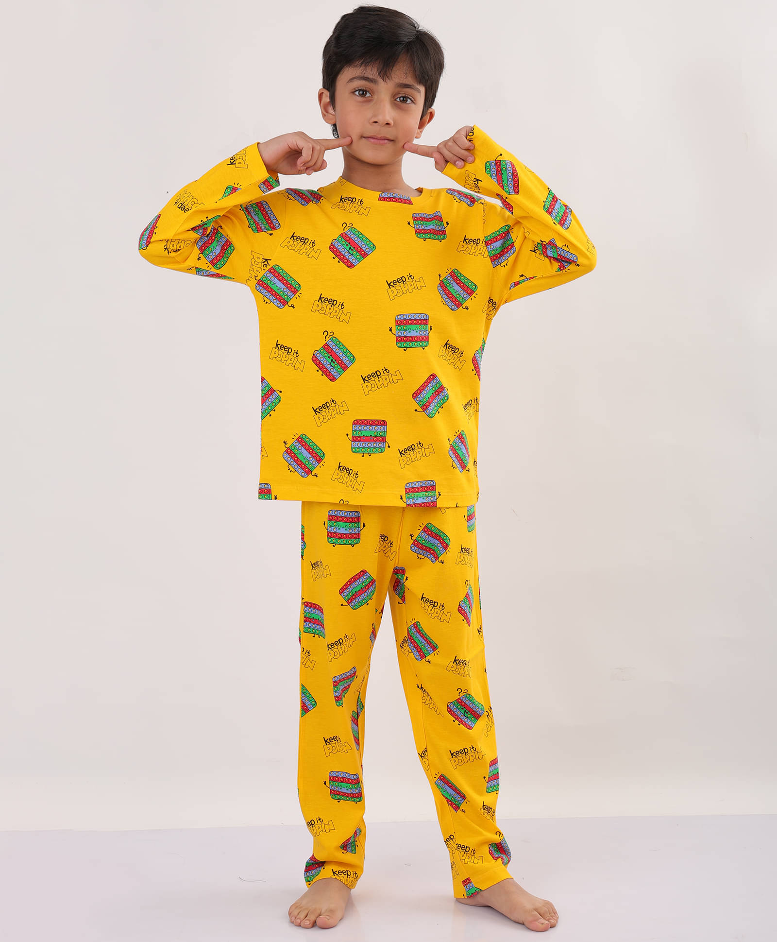     			ANTHRILO Pack of 1 Baby Boys 100% Cotton Nightsuit Set ( Yellow )