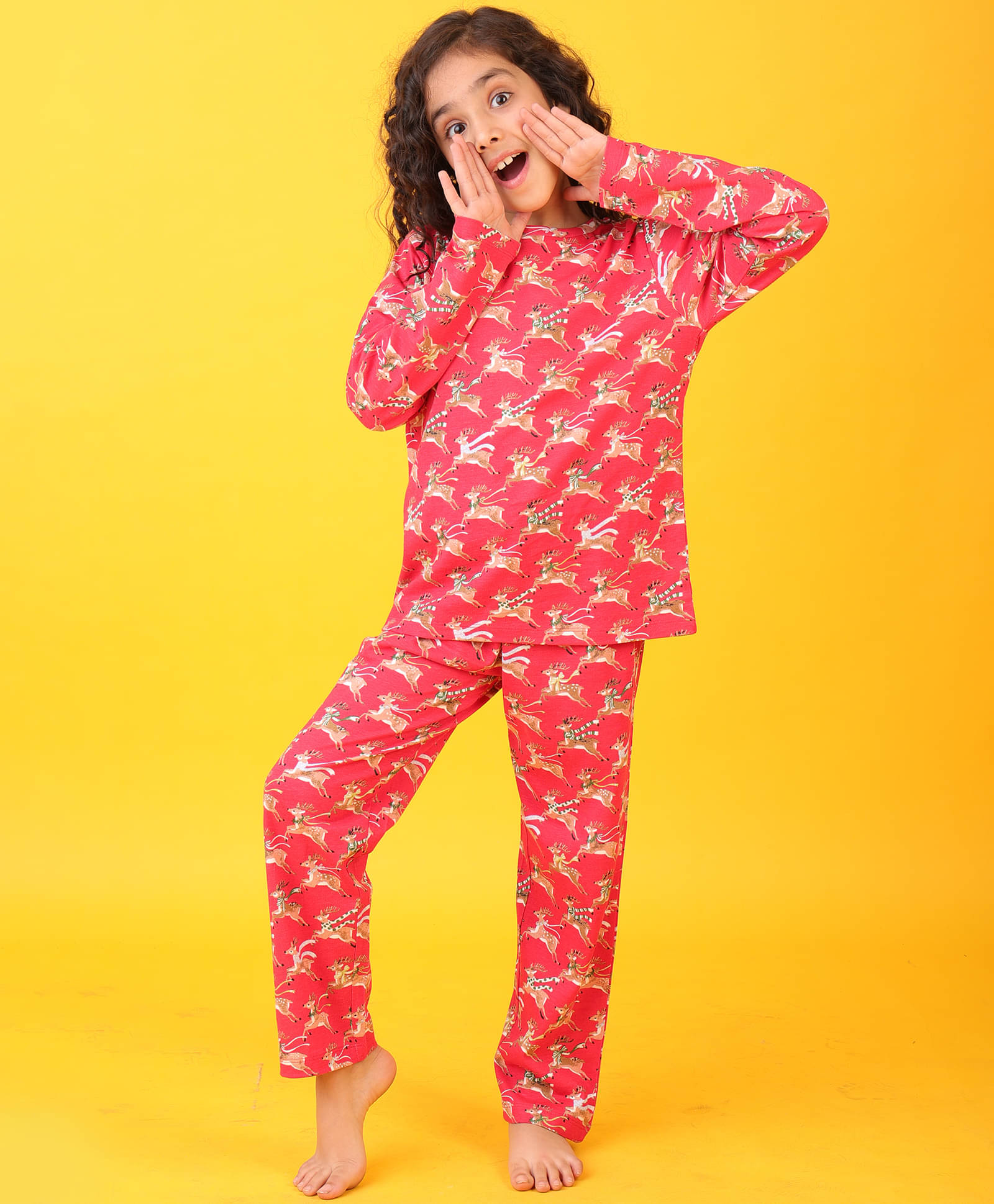    			ANTHRILO Pack of 1 Baby Girls Cotton Nightsuit Set ( Red )