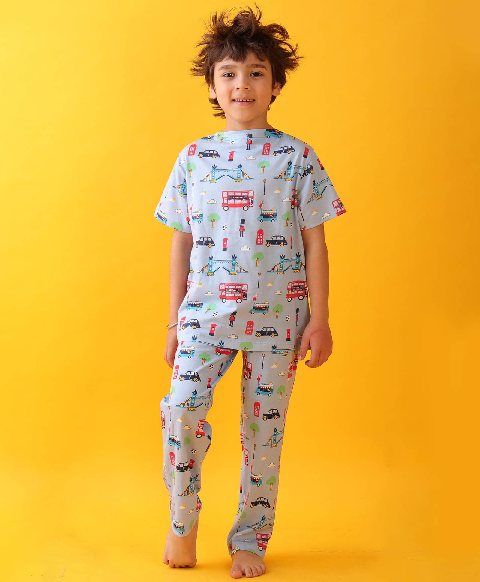 ANTHRILO Pack of 1 Baby Boys 100% Cotton Nightsuit Set ( Sky Blue )     			ANTHRILO Pack of 1 Baby Boys 100% Cotton Nightsuit Set ( Sky Blue )
