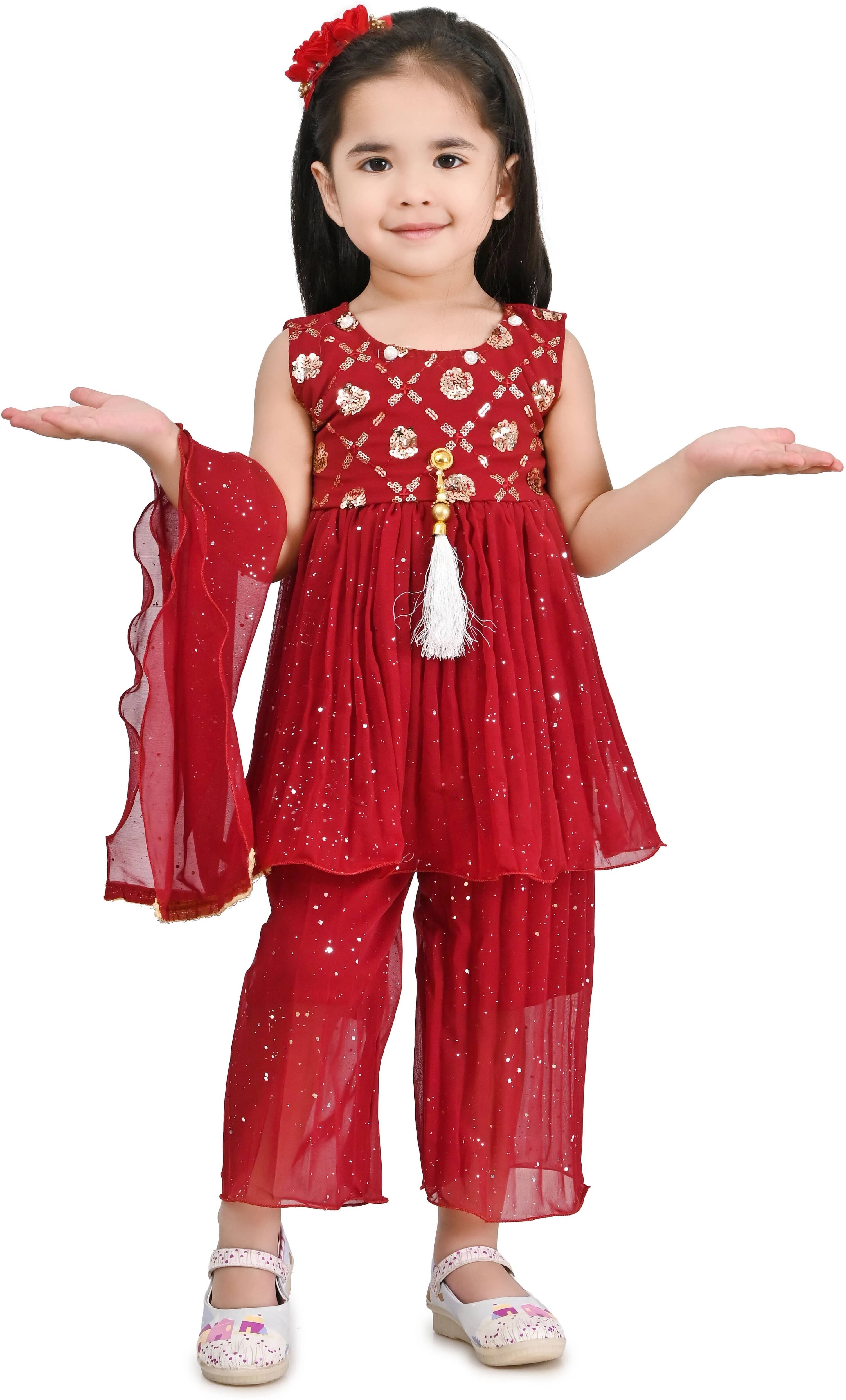 APNA COLLECTION Baby Girls Chiffon Suit Set ( Pack of 1 , Red )     			APNA COLLECTION Baby Girls Chiffon Suit Set ( Pack of 1 , Red )