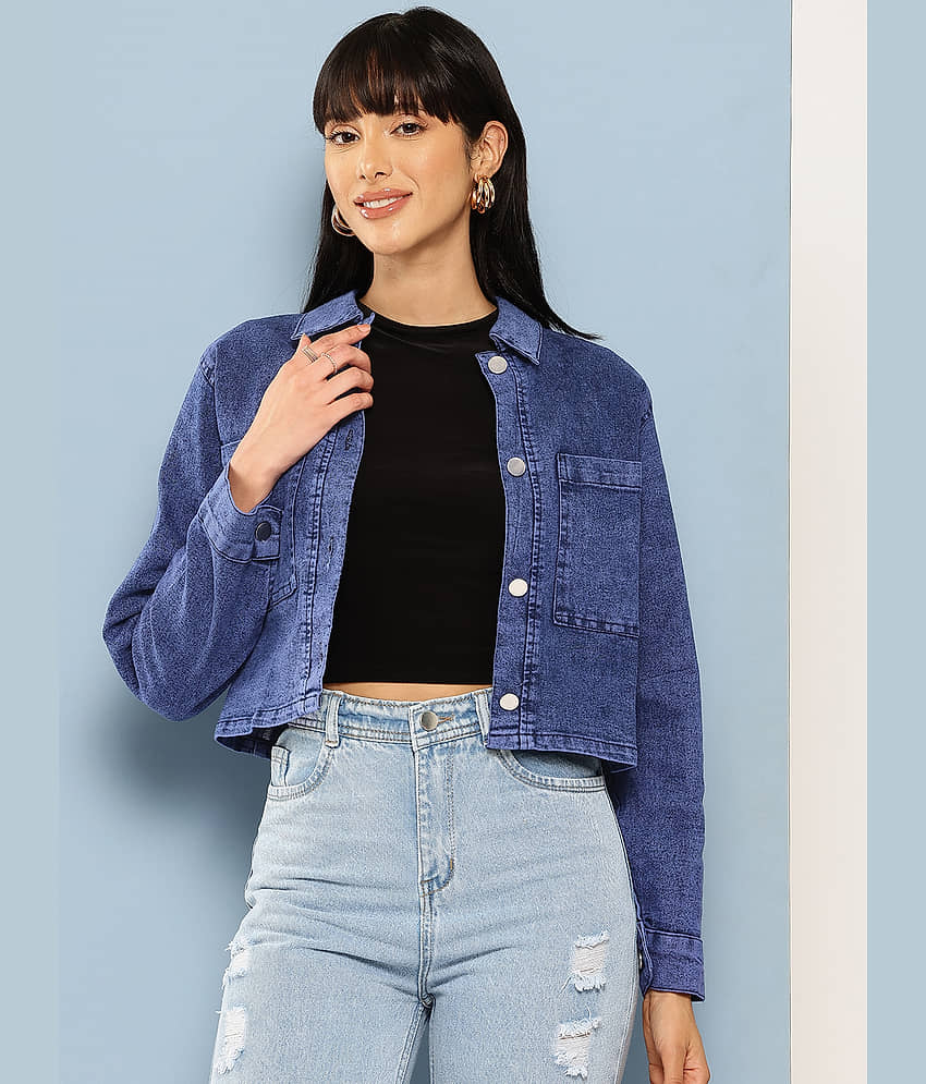 Aarika Women Denim Jacket ( Navy Blue ) - Jackets & Coats | Buy online on ZillyBuy