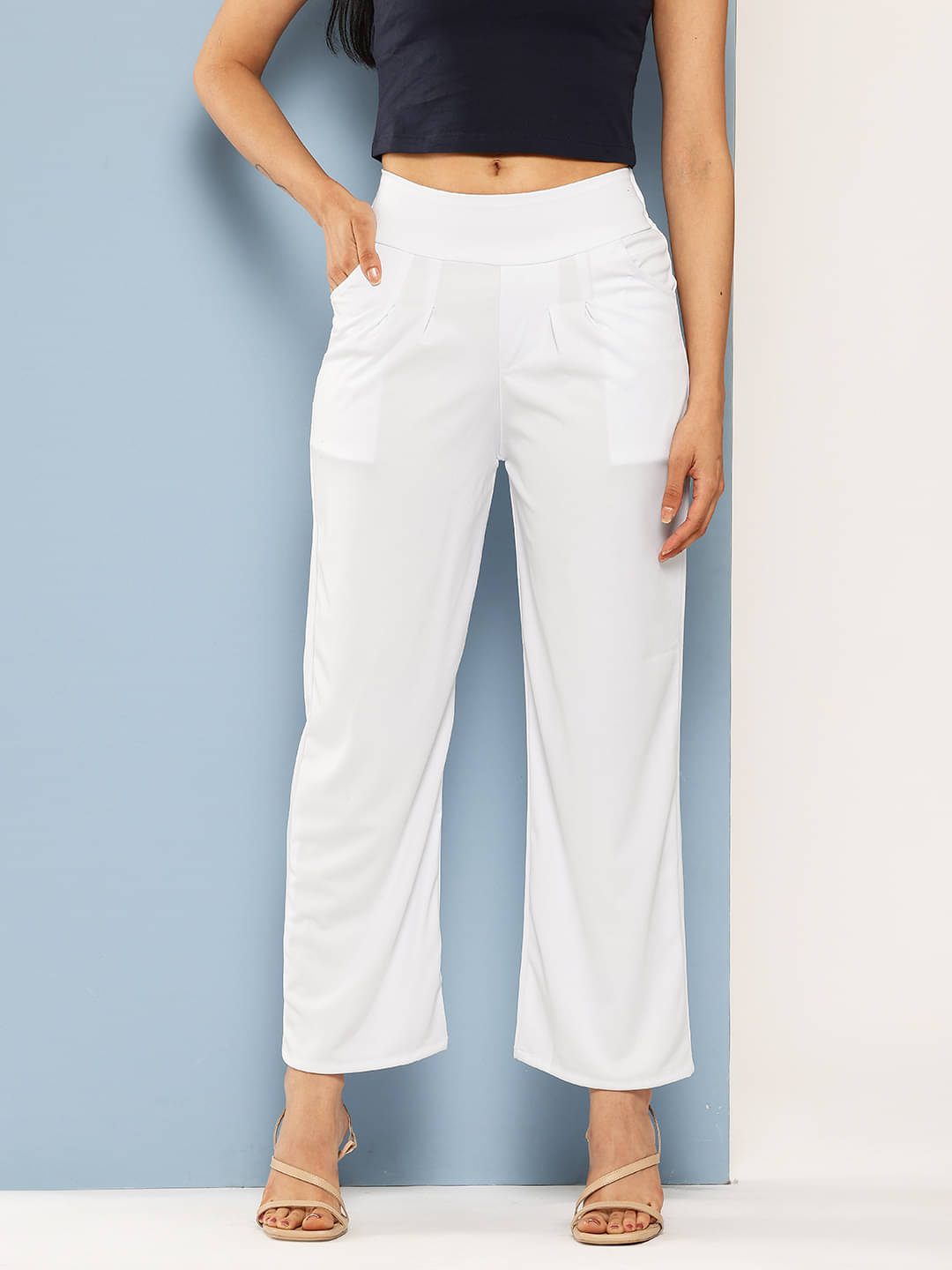     			Aarika Pack of 1 Polyester Straight Women's Casual Pants ( White )