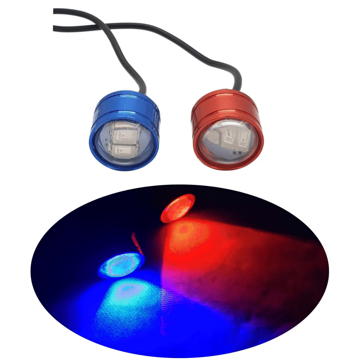 Aksmit Pcs -2 RED BLUE LED Eagle Eye Lamp DRL Strobe Light with Flasher Handle Light for Universal Bikes , cars, Motorcycle Aksmit Pcs -2 RED BLUE LED Eagle Eye Lamp DRL Strobe Light with Flasher Handle Light for Universal Bikes , cars, Motorcycle