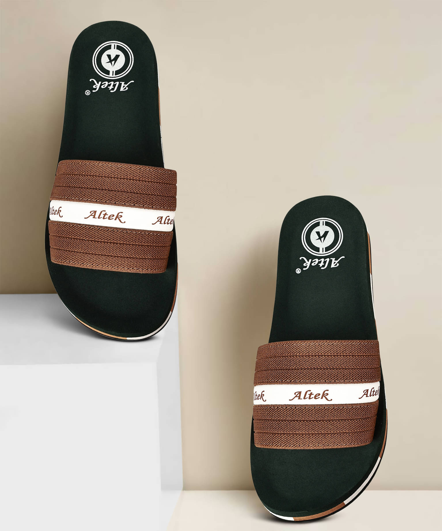     			Altek Green Men's Slide Flip Flop